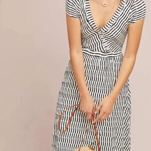 Maeve by Anthropologie Paladino Striped Faux Wrap Midi Dress
